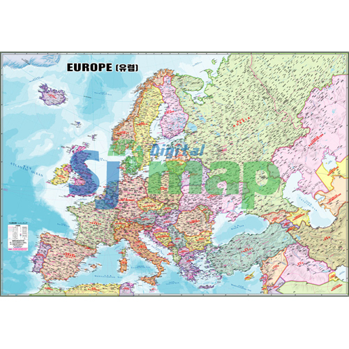유럽 지도 (대) - 코팅형  (2종택1)