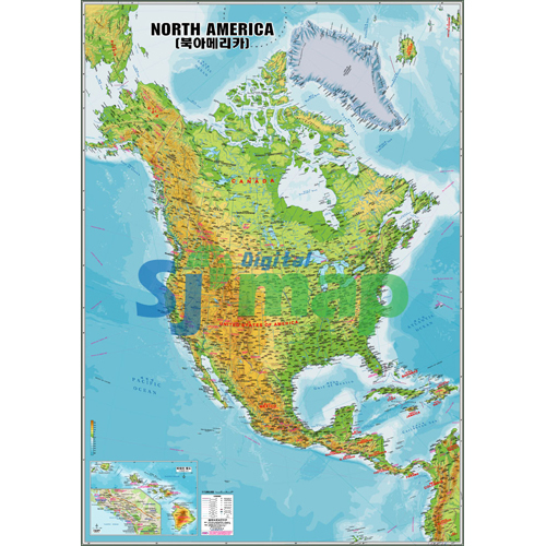 북아메리카 지도 (대) - 코팅형  (2종택1)