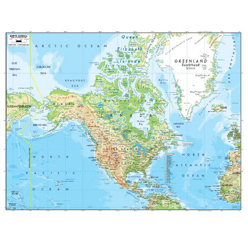 북아메리카 지도(지세)-코팅형