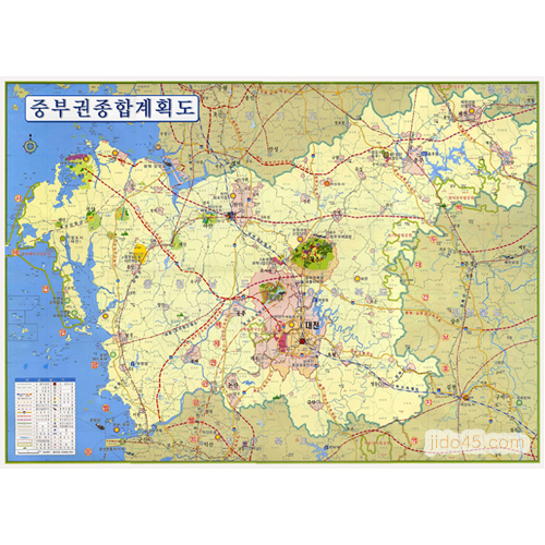 대전,충청남북도 개발계획도(중부권종합계획도) 